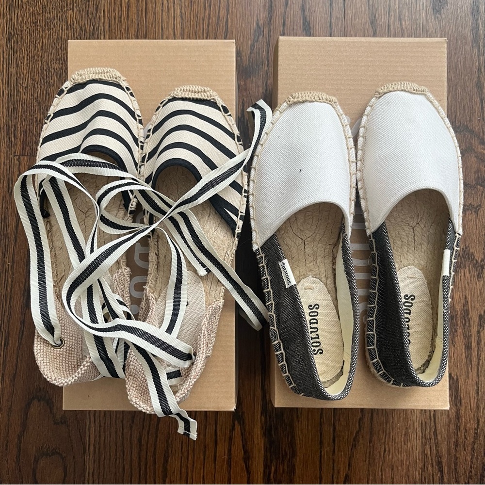 Soludos BUNDLE Classic Espadrilles Black White Sz 5